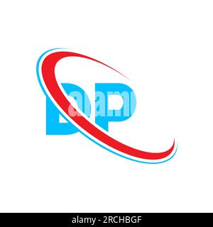 DP D P letter logo design. Initial letter DP linked circle upercase monogram logo red and blue. DP logo, D P design Stock Vector