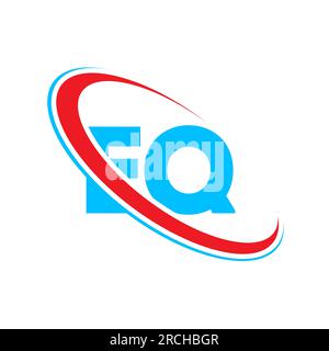 EQ E Q letter logo design. Initial letter EQ linked circle upercase monogram logo red and blue. EQ logo, E Q design Stock Vector