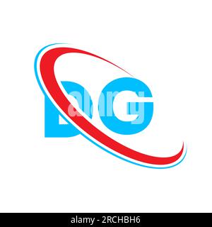 DG D G letter logo design. Initial letter DG linked circle upercase monogram logo red and blue. DG logo, D G design Stock Vector