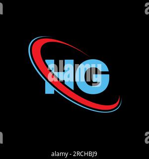 HG H G letter logo design. Initial letter HG linked circle upercase monogram logo red and blue. HG logo, H G design Stock Vector