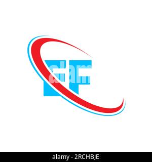 EF E F letter logo design. Initial letter EF linked circle upercase monogram logo red and blue. EF logo, E F design Stock Vector