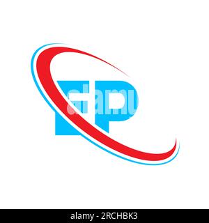 EP, E P letter logo design. Initial letter EP linked circle uppercase monogram logo red and blue. EP logo, E P design Stock Vector