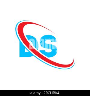 DS D S letter logo design. Initial letter DS linked circle upercase monogram logo red and blue. DS logo, D S design Stock Vector
