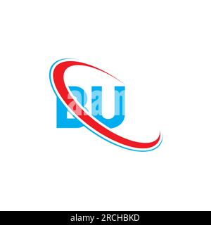 BU B U letter logo design. Initial letter BU linked circle uppercase monogram logo red and blue. BU logo, B U design Stock Vector