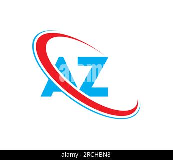 AZ A Z letter logo design. Initial letter AZ linked circle uppercase monogram logo red and blue. AZ logo, A Z design. az, a z Stock Vector