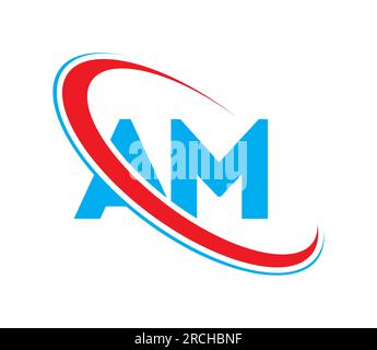 AM Letter logo design, AM Letter, AM logo. AM initial letter logo colored red and blue, Vector logo design template elements for your business or comp Stock Vector