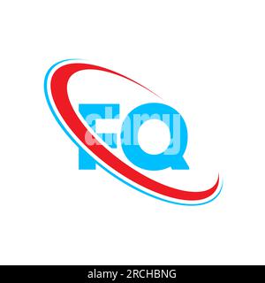 FQ F Q letter logo design. Initial letter FQ linked circle upercase monogram logo red and blue. FQ logo, F Q design Stock Vector