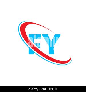 FY F Y letter logo design. Initial letter FY linked circle upercase monogram logo red and blue. FY logo, F Y design Stock Vector