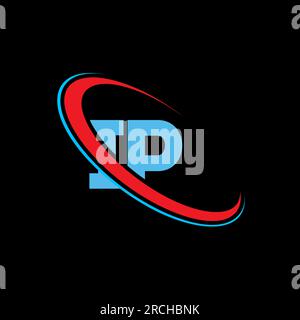 IP I P letter logo design. Initial letter IP linked circle uppercase monogram logo red and blue. IP logo, I P design. ip, i p, I&P Stock Vector