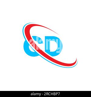 CD C D letter logo design. Initial letter CD linked circle upercase monogram logo red and blue. CD logo, C D design Stock Vector