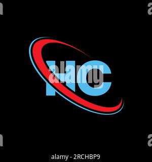 HC H C letter logo design. Initial letter HC linked circle upercase monogram logo red and blue. HC logo, H C design Stock Vector