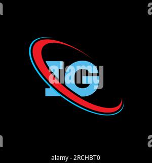 IG, I G letter logo design. Initial letter IG linked circle uppercase monogram logo red and blue. IG logo, I G design Stock Vector