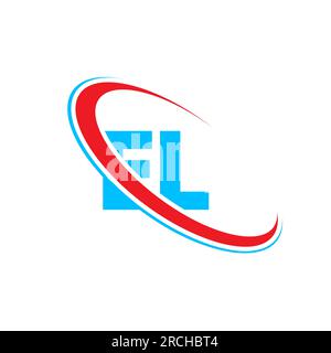 EL, E L letter logo design. Initial letter EL linked circle upercase monogram logo red and blue. EL logo, E L design Stock Vector