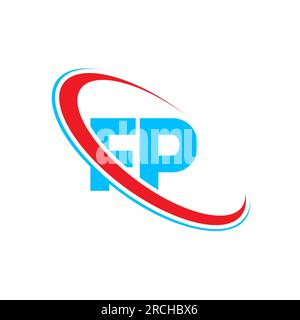 FA F A letter logo design. Initial letter FA linked circle upercase monogram logo red and blue. FA logo, F A design Stock Vector
