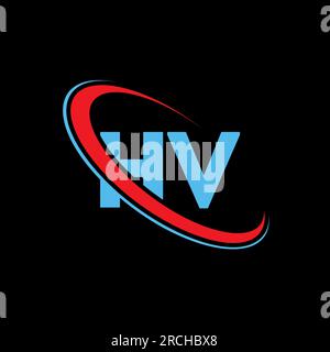 HV H V letter logo design. Initial letter HV linked circle upercase monogram logo red and blue. HV logo, H V design Stock Vector