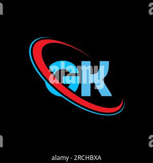GK G K letter logo design. Initial letter GK linked circle upercase monogram logo red and blue. GK logo, G K design Stock Vector