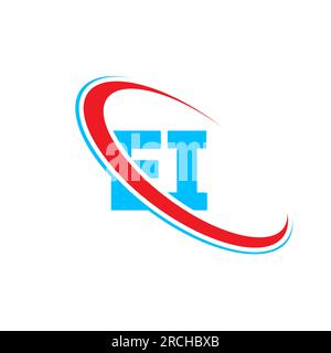 EI E I letter logo design. Initial letter EI linked circle upercase monogram logo red and blue. EI logo, E I design Stock Vector