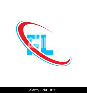 FL F L letter logo design. Initial letter FL linked circle upercase monogram logo red and blue. FL logo, F L design Stock Vector