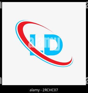 LD L D letter logo design. Initial letter LD linked circle upercase monogram logo red and blue. LD logo, L D design Stock Vector