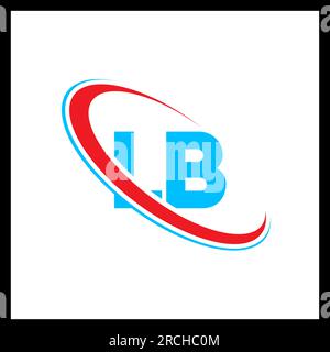 LB L B letter logo design. Initial letter LB linked circle upercase monogram logo red and blue. LB logo, L B design Stock Vector