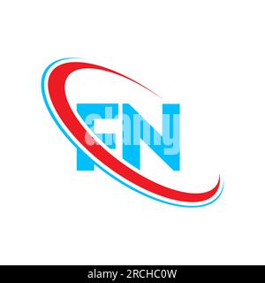 FN F N letter logo design. Initial letter FN linked circle upercase monogram logo red and blue. FN logo, F N design Stock Vector