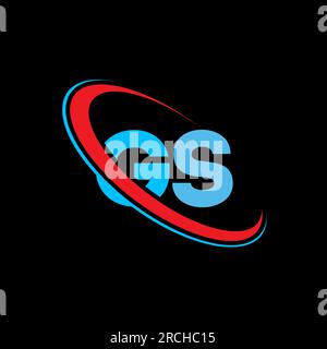 GS G S letter logo design. Initial letter GS linked circle upercase monogram logo red and blue. GS logo, G S design Stock Vector