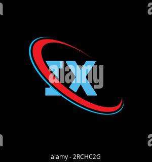 IX, I X letter logo design. Initial letter IX linked circle uppercase monogram logo red and blue. IX logo, I X design Stock Vector