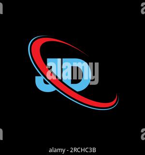 JD J D letter logo design. Initial letter JD linked circle upercase monogram logo red and blue. JD logo, JD design Stock Vector