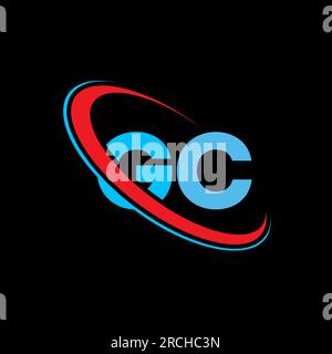 GC G C letter logo design. Initial letter GC linked circle upercase monogram logo red and blue. GC logo, G C design Stock Vector
