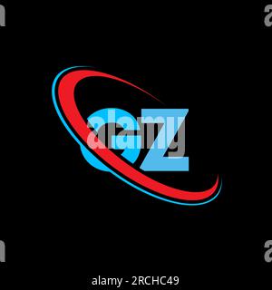 GZ G Z letter logo design. Initial letter GZ linked circle upercase monogram logo red and blue. GZ logo, G Z design Stock Vector