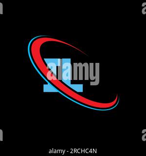 IL I L letter logo design. Initial letter IL linked circle uppercase monogram logo red and blue. IL logo, I L design. il, i l Stock Vector