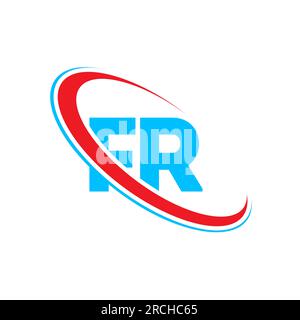 FR F R letter logo design. Initial letter FR linked circle uppercase monogram logo red and blue. FR logo, F R design Stock Vector