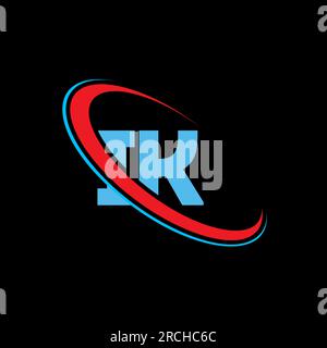 IK I K letter logo design. Initial letter IK linked circle uppercase monogram logo red and blue. IK logo, I K design. ik, i k Stock Vector