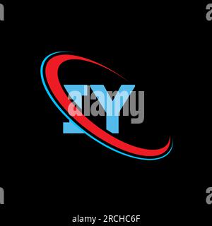IY I Y letter logo design. Initial letter IY linked circle upercase monogram logo red and blue. IY logo, I Y design Stock Vector