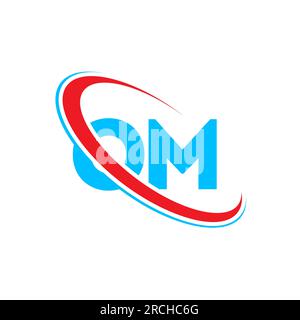 OM O M letter logo design. Initial letter OM linked circle upercase monogram logo red and blue. OM logo, O M design Stock Vector