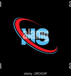 HS H S letter logo design. Initial letter HZ linked circle upercase monogram logo red and blue. HS logo, H S design Stock Vector