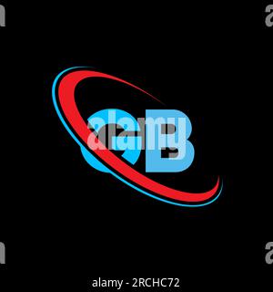 GB, G B letter logo design. Initial letter GB linked circle uppercase monogram logo red and blue. GB logo, G B design Stock Vector