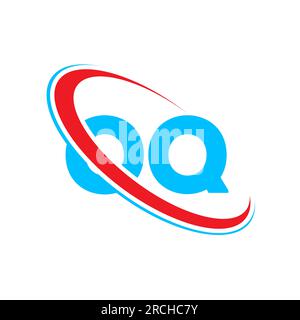 OQ O Q letter logo design. Initial letter OQ linked circle upercase monogram logo red and blue. OQ logo, O Q design Stock Vector