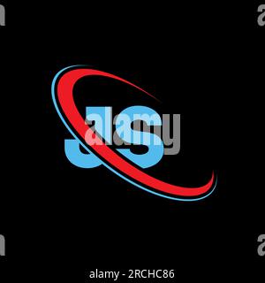 JS J S letter logo design. Initial letter JS linked circle upercase monogram logo red and blue. JS logo, JS design Stock Vector