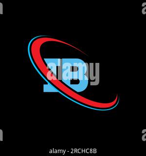 IB, I B letter logo design. Initial letter IB linked circle uppercase monogram logo red and blue. IB logo, I B design Stock Vector
