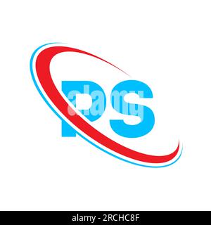 PS P S letter logo design. Initial letter PS linked circle upercase monogram logo red and blue. PS logo, P S design Stock Vector