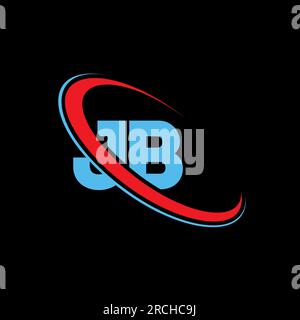 JB J B letter logo design. Initial letter JB linked circle upercase monogram logo red and blue. JB logo, J B design Stock Vector