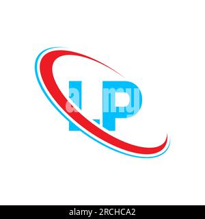 LP L P letter logo design. Initial letter LP linked circle upercase monogram logo red and blue. LP logo, L P design Stock Vector