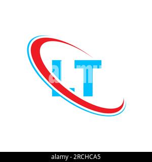 LT L T letter logo design. Initial letter LT linked circle upercase monogram logo red and blue. LT logo, L T design Stock Vector