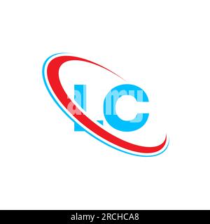 LC L C letter logo design. Initial letter LC linked circle upercase monogram logo red and blue. LC logo, L C design Stock Vector