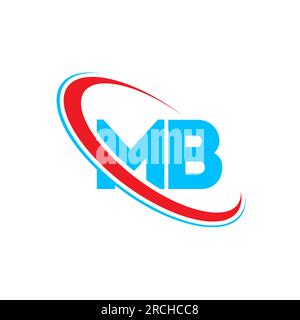MB M B letter logo design. Initial letter MB linked circle upercase monogram logo red and blue. MB logo, M B design Stock Vector