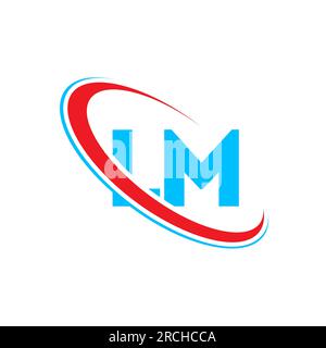 LM L M letter logo design. Initial letter LM linked circle upercase monogram logo red and blue. LM logo, L M design Stock Vector