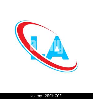 LA L A letter logo design. Initial letter LA linked circle upercase monogram logo red and blue. LAlogo, L A design Stock Vector