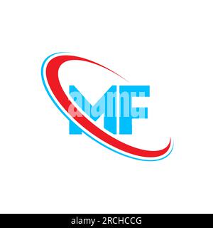 MF M F letter logo design. Initial letter MF linked circle upercase monogram logo red and blue. MF logo, M F design Stock Vector