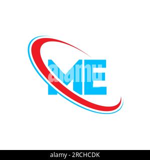 ME M E letter logo design. Initial letter ME linked circle upercase monogram logo red and blue. ME logo, M E design Stock Vector